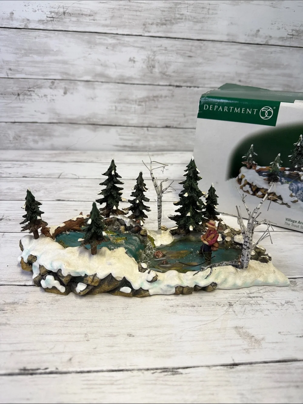 Dept 56 The Trout Stream Christmas village accessory with box